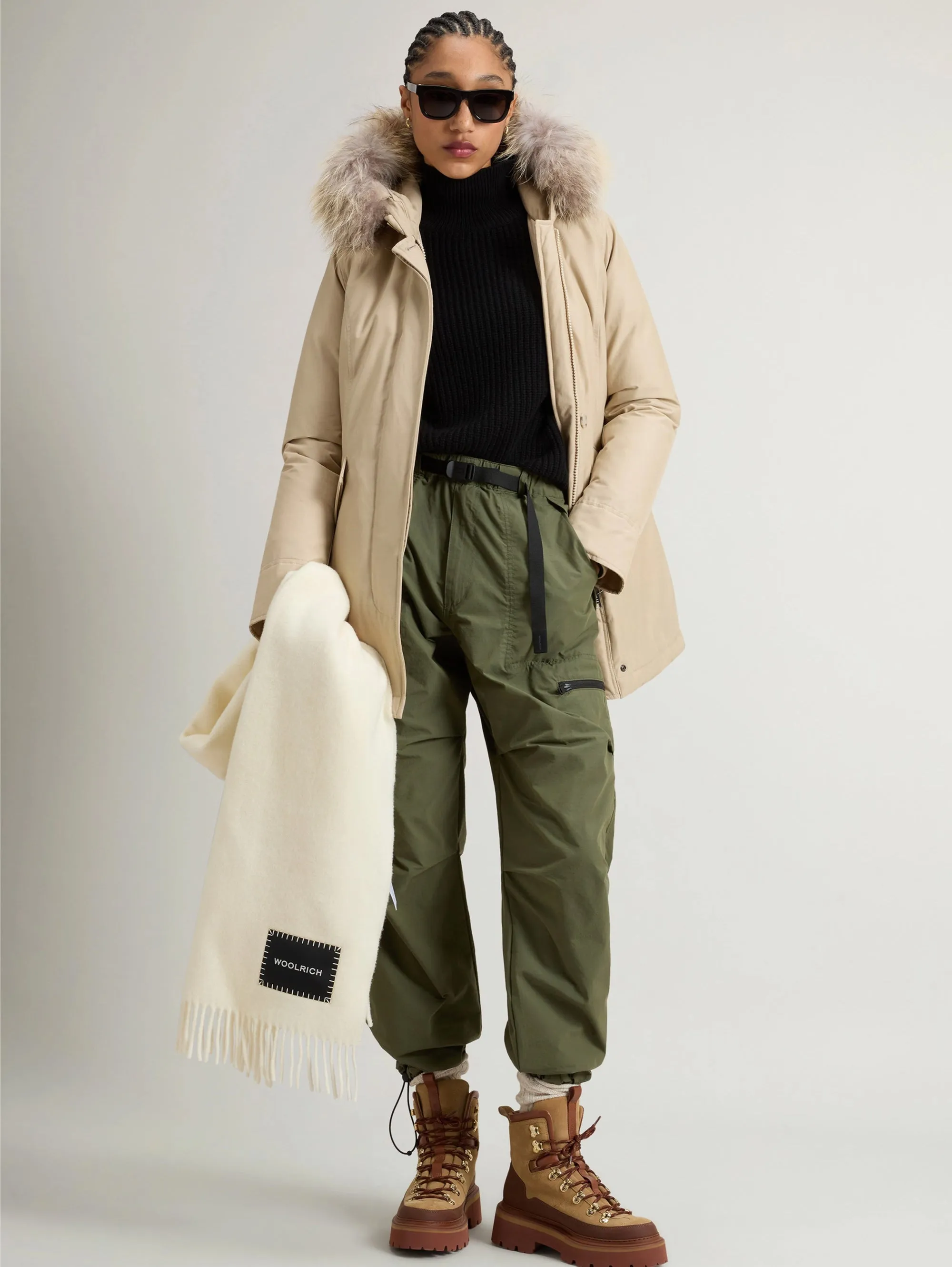 Parka Arctic con Cappuccio in Raccoon Beige