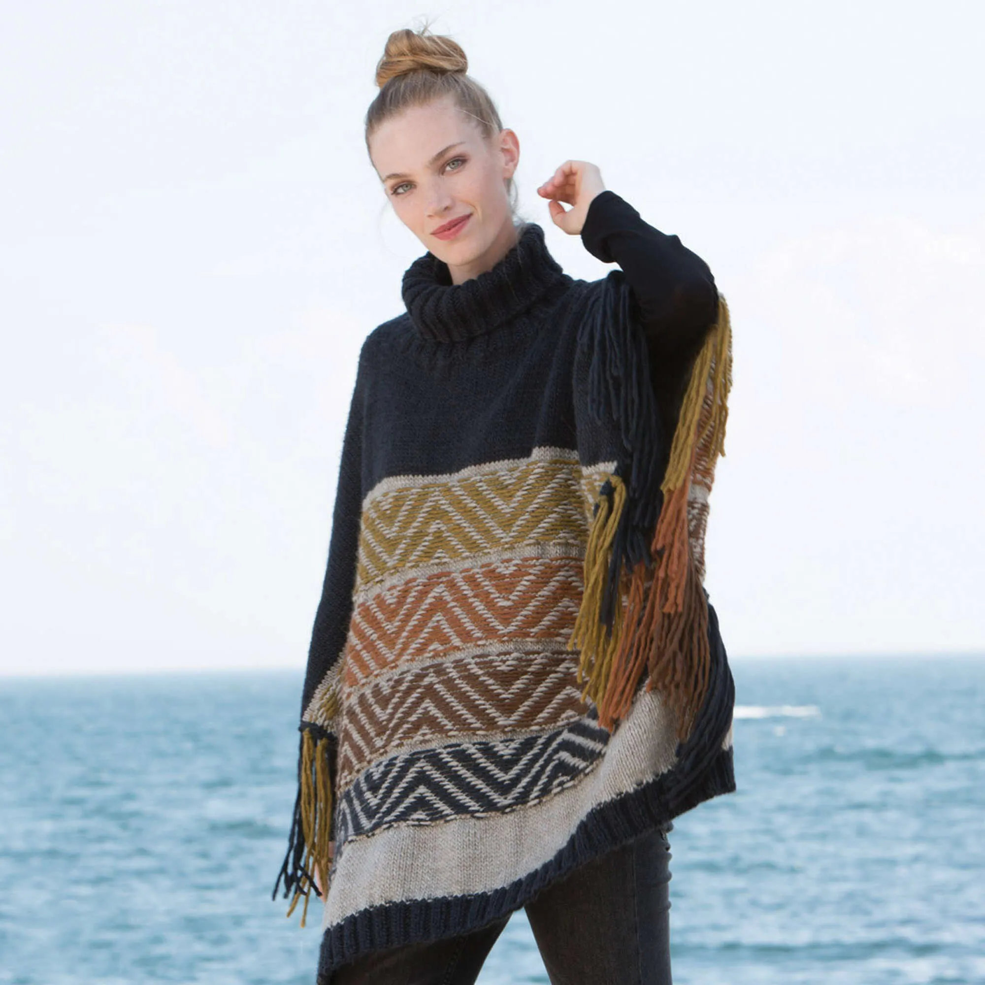 Patons Reverse Fair Isle Knit Poncho