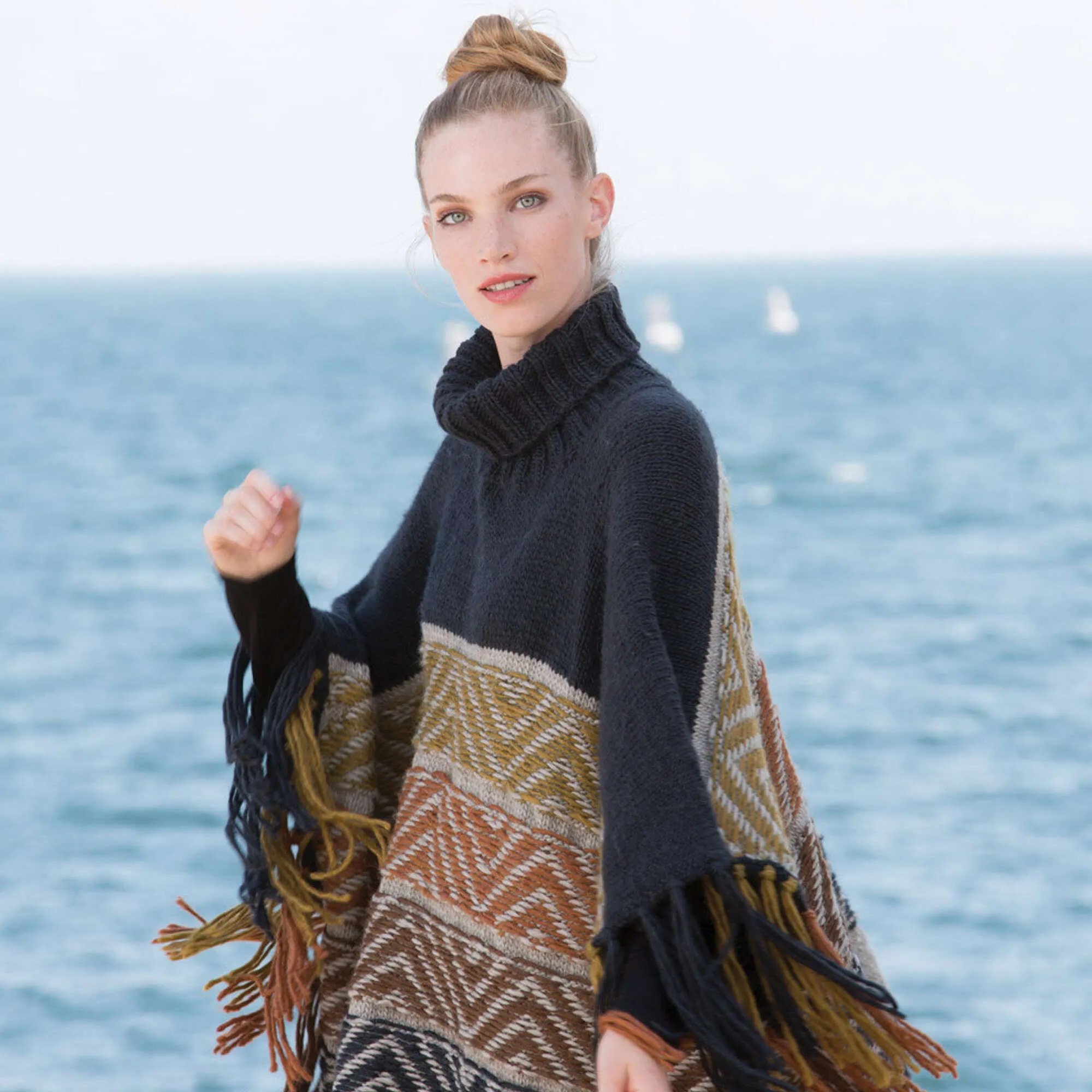 Patons Reverse Fair Isle Knit Poncho