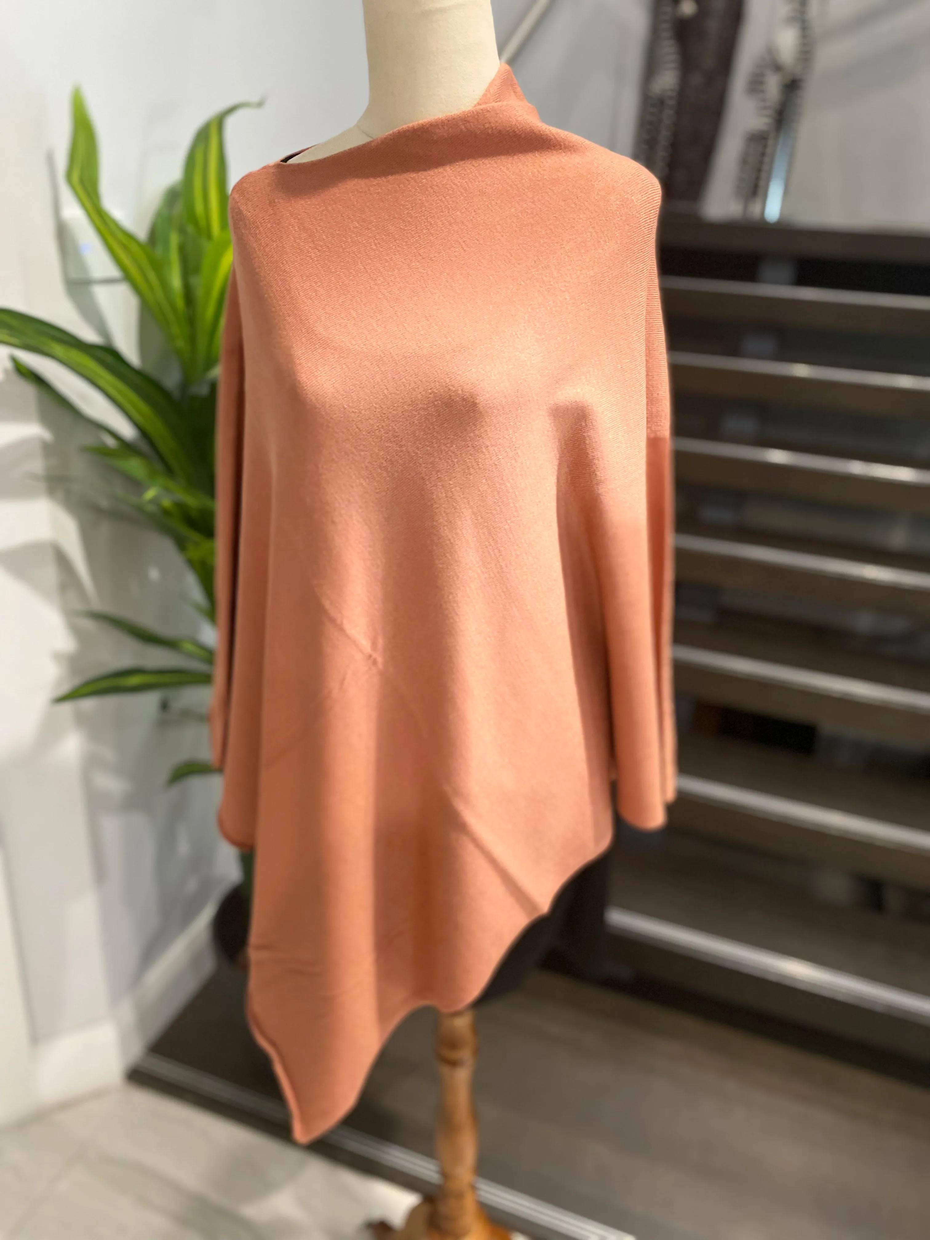 Peach Julian Wool Blend poncho