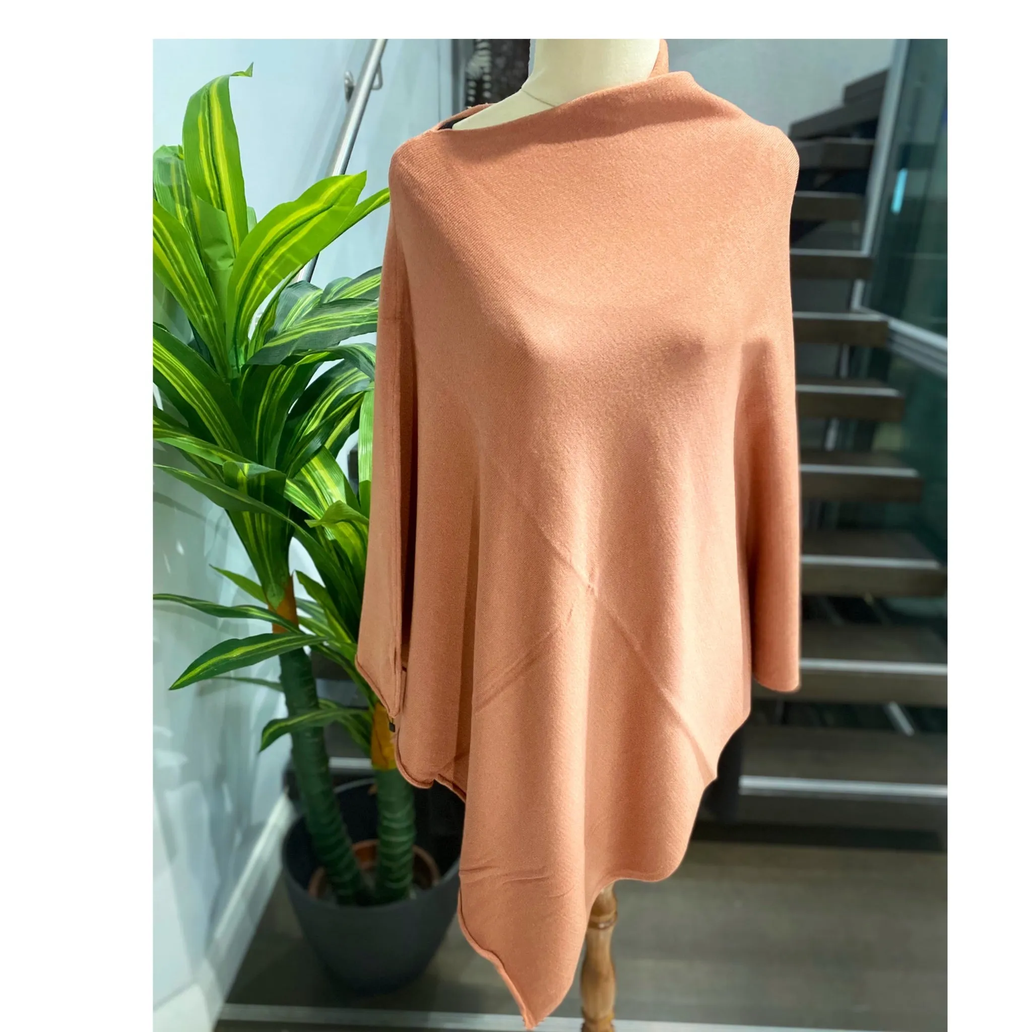 Peach Julian Wool Blend poncho