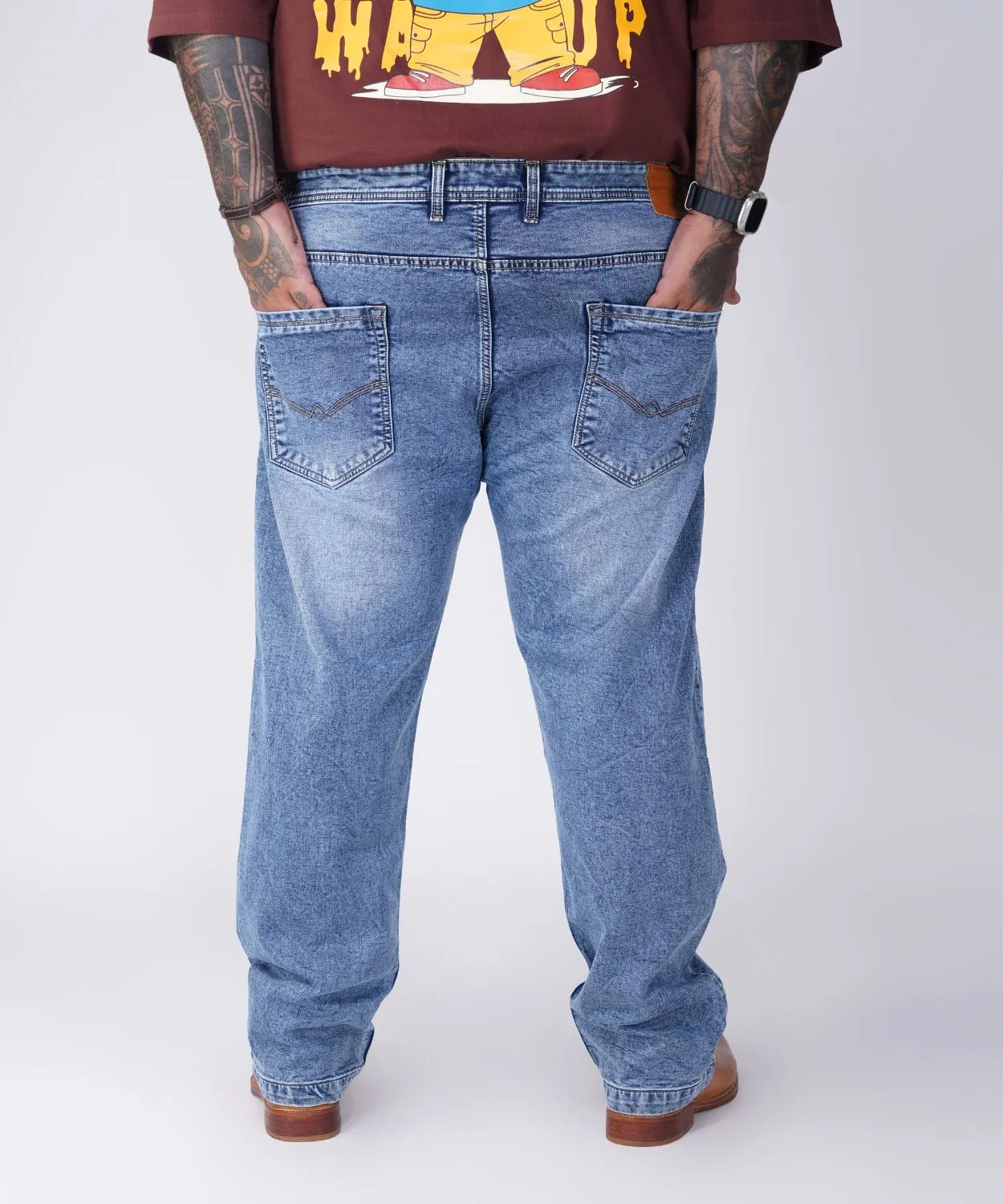 Plus Size Men Heavy Fade Blue Comfort Fit Jeans