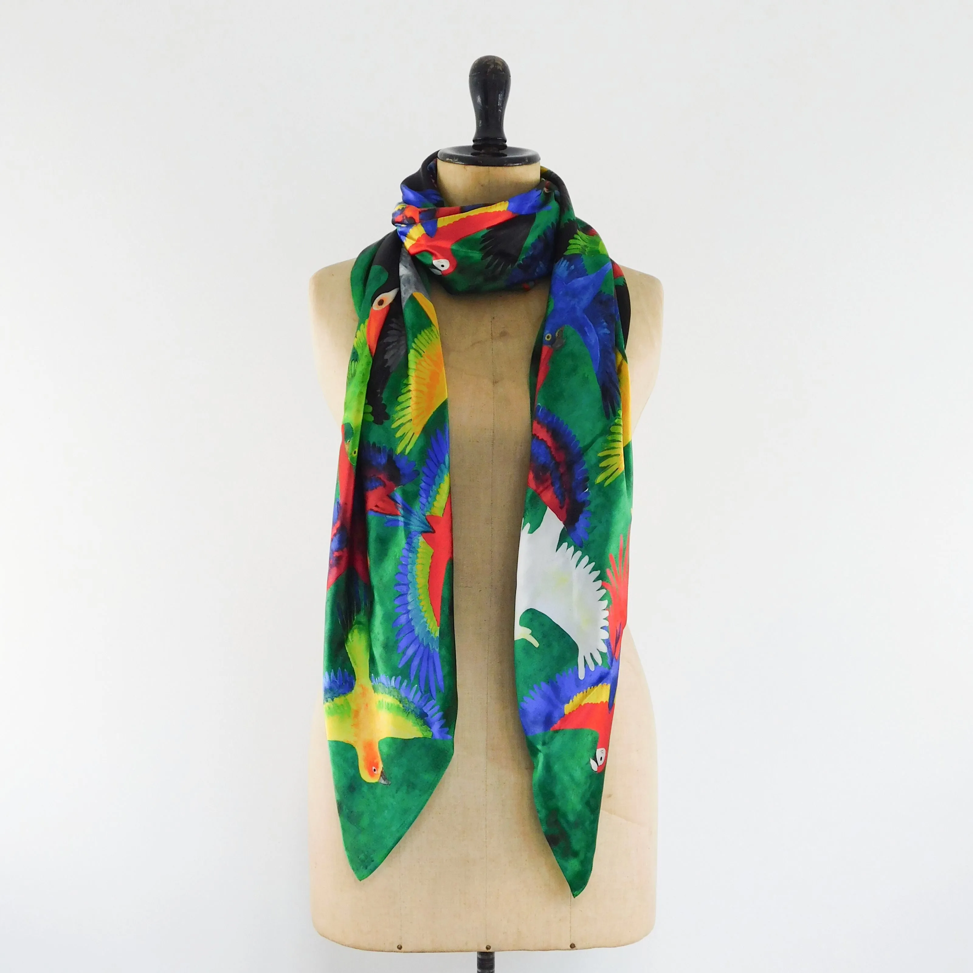 Psittacidae Parrot Print Silk Scarf