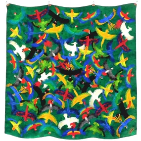 Psittacidae Parrot Print Silk Scarf