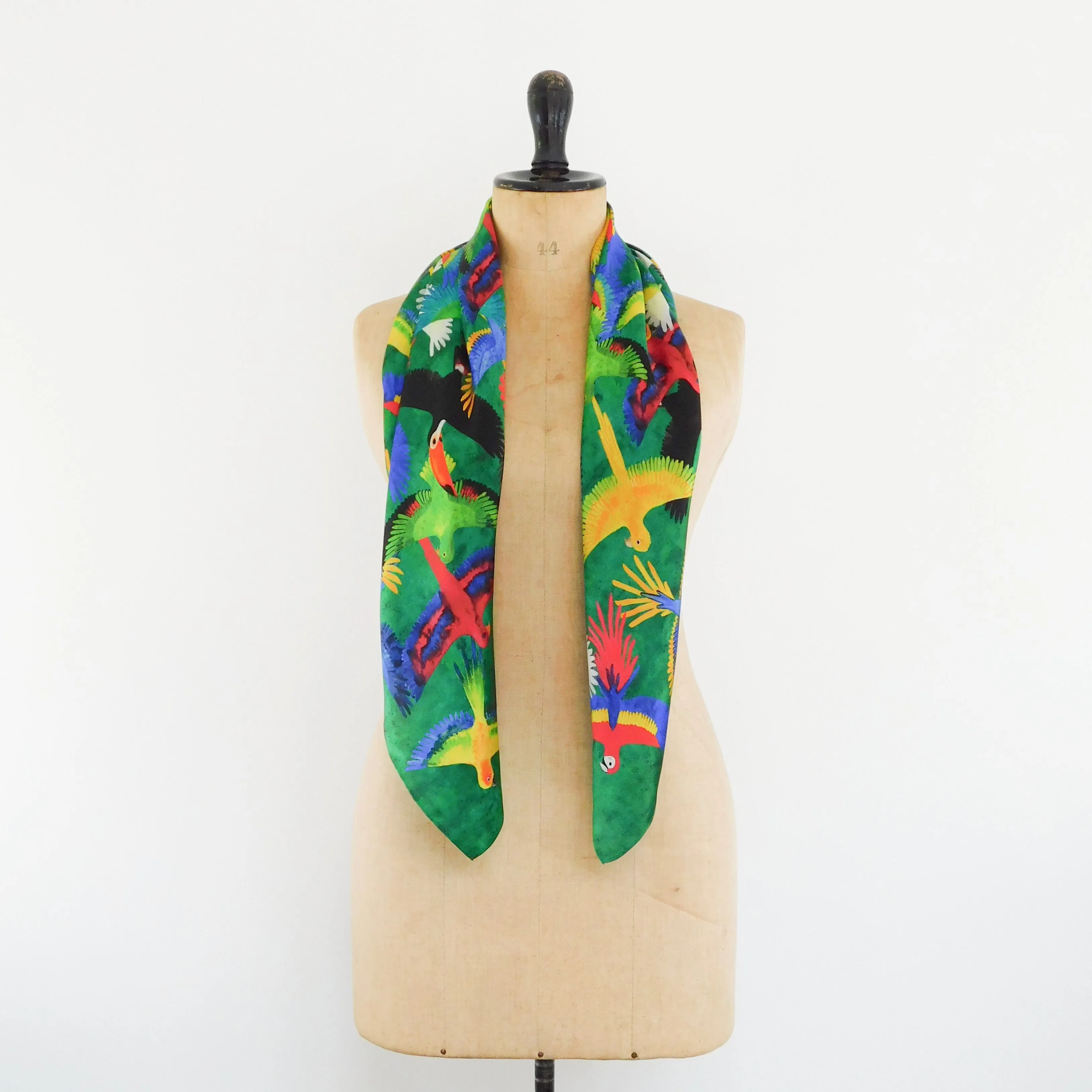 Psittacidae Parrot Print Silk Scarf