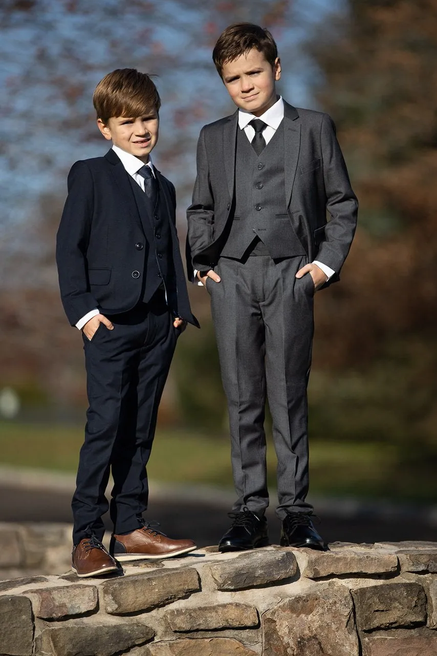 "Leo" Kids Steel Grey 5-Piece Suit