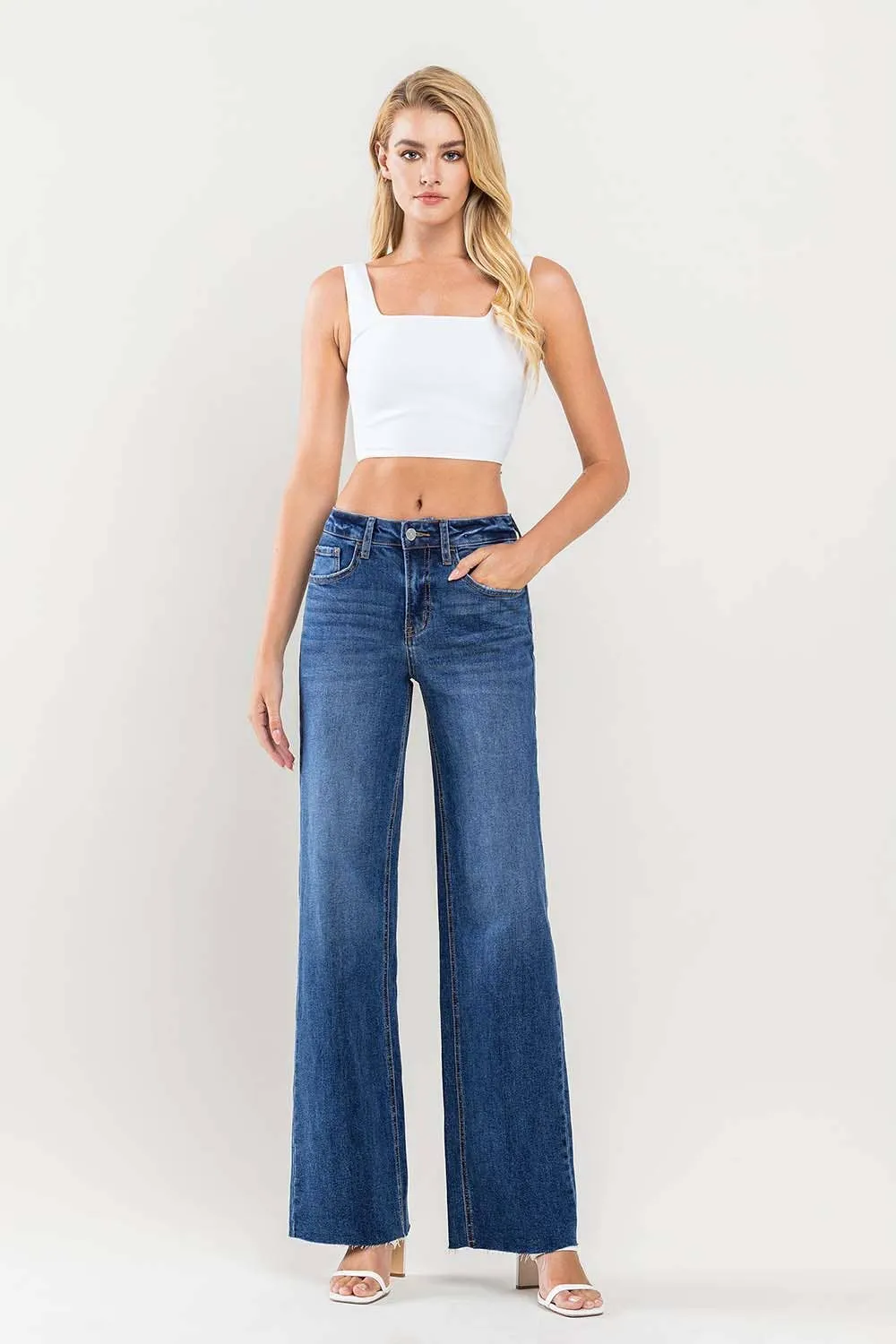 Raw Hem Wide Leg Jeans