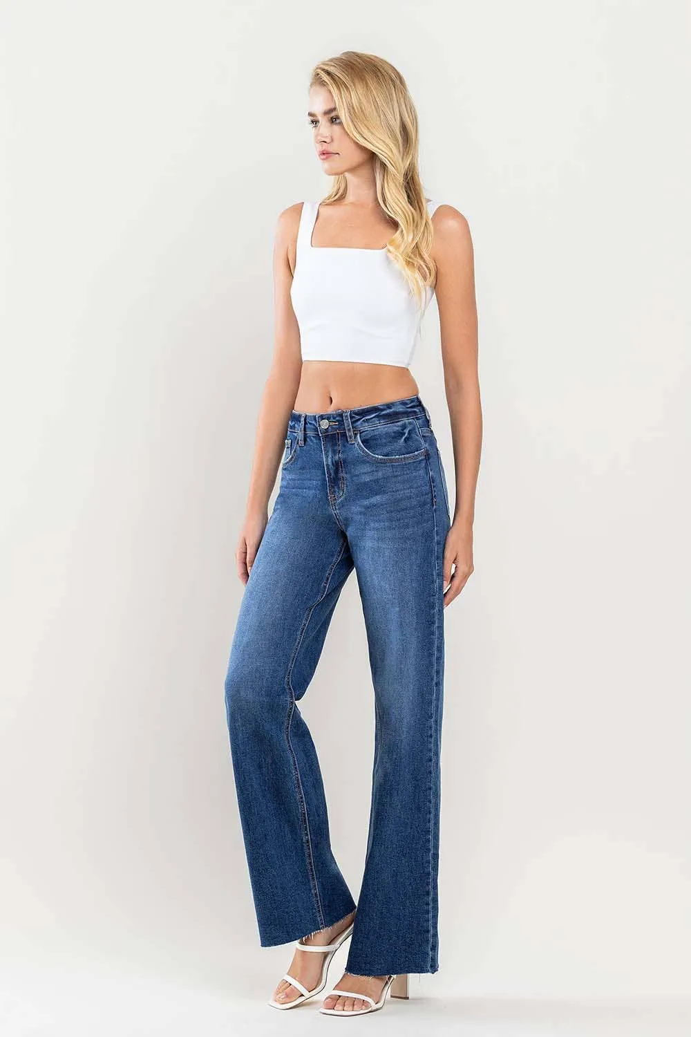 Raw Hem Wide Leg Jeans