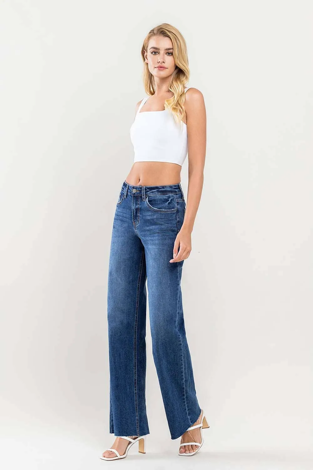 Raw Hem Wide Leg Jeans