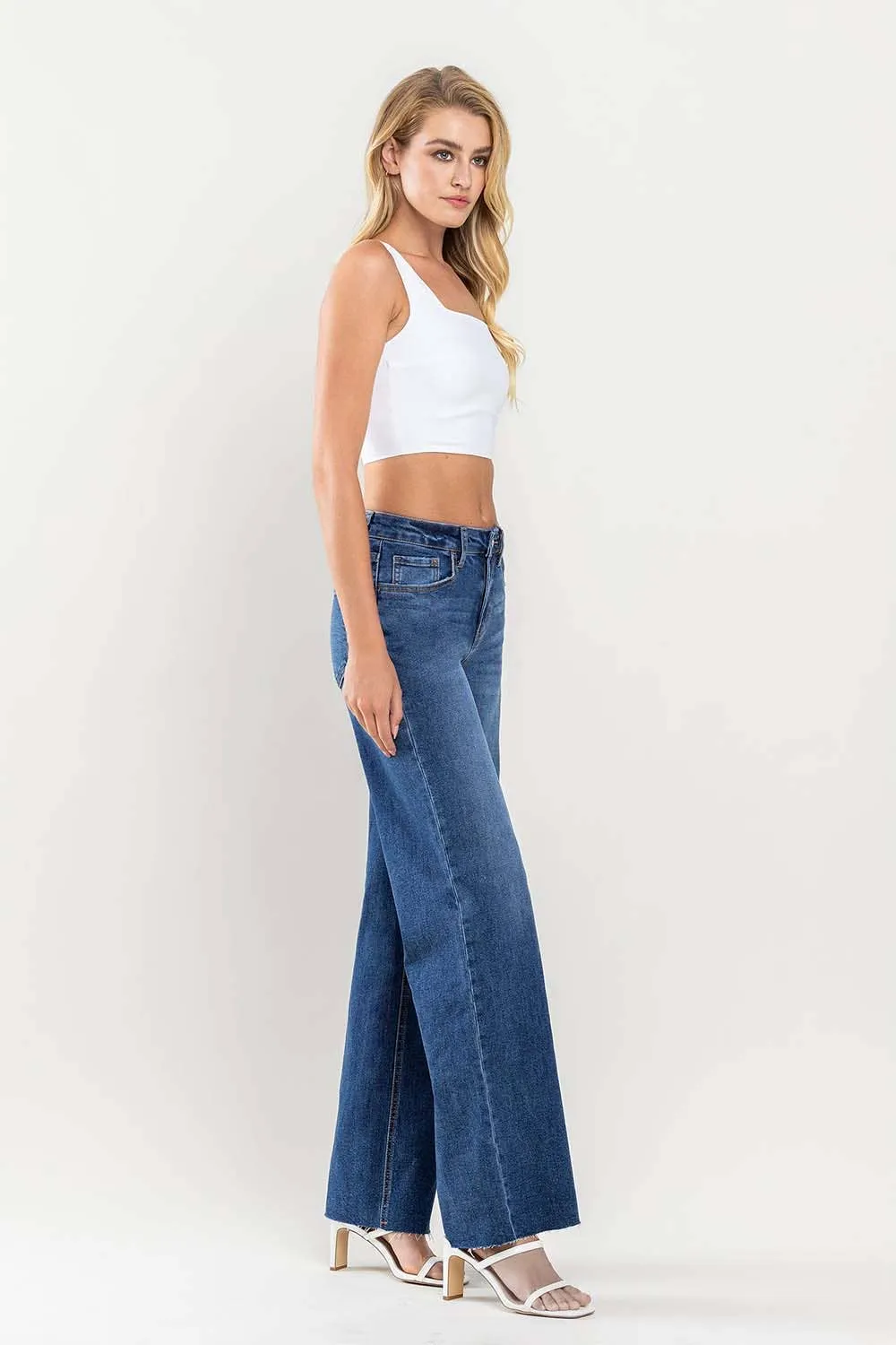 Raw Hem Wide Leg Jeans