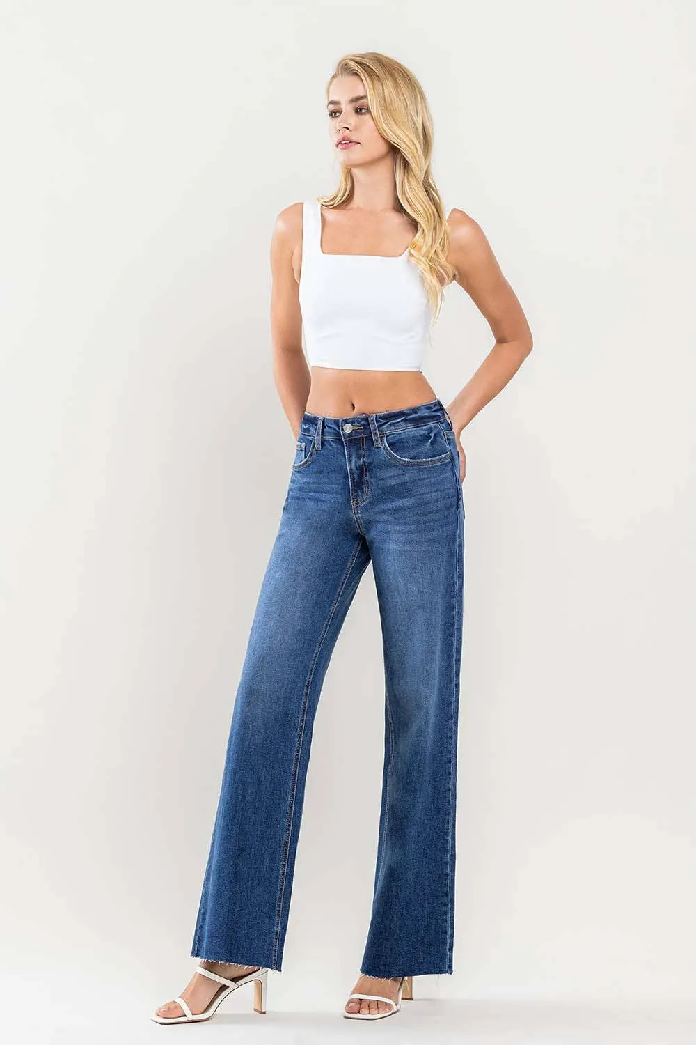 Raw Hem Wide Leg Jeans