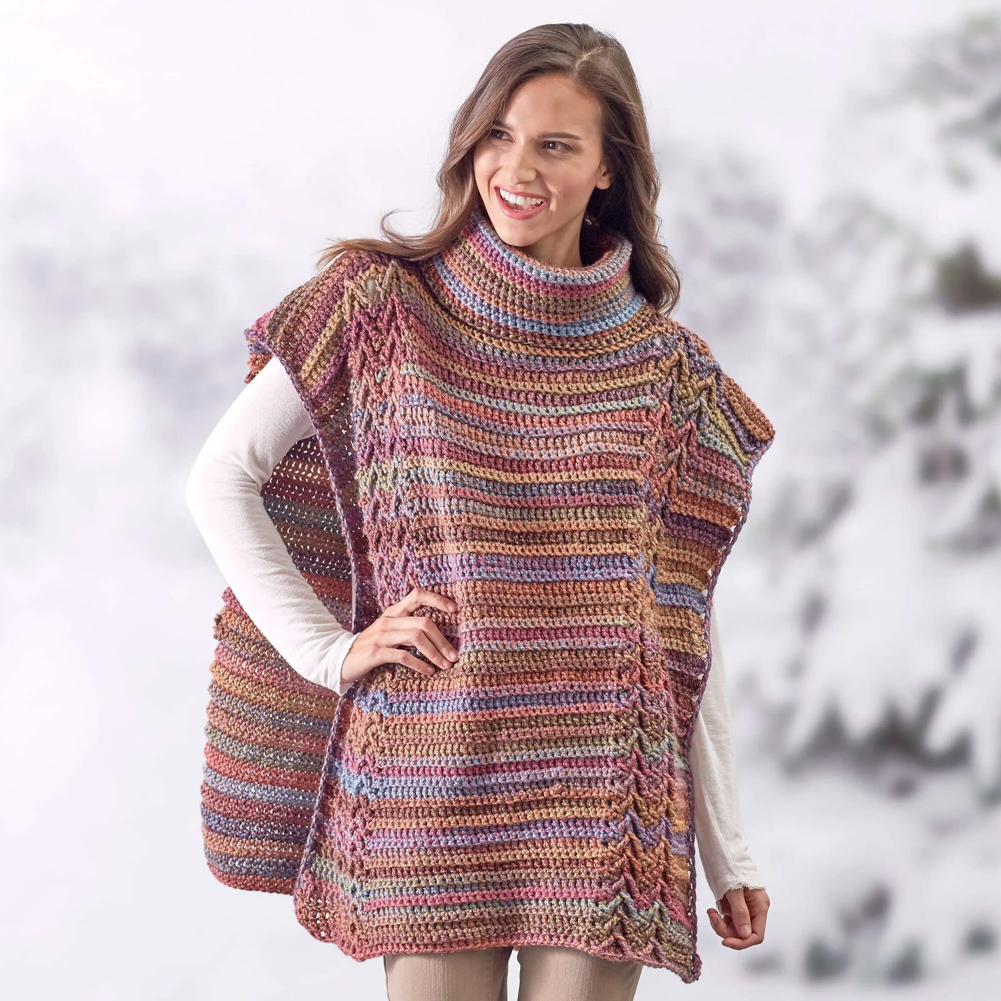 Red Heart Cabled Crochet Poncho