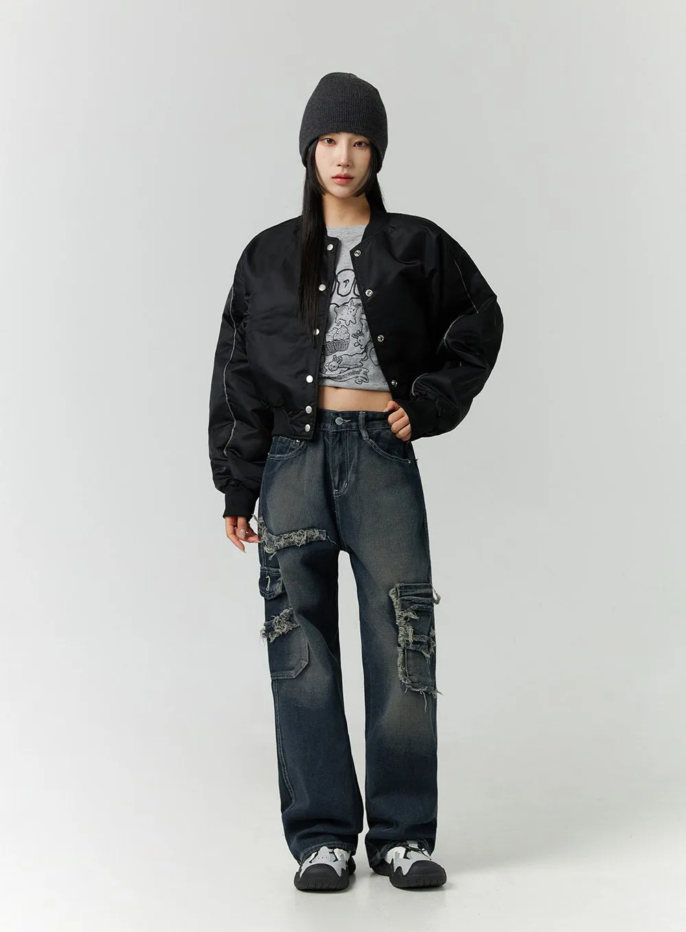 Round Neck Bomber Jacket CD301