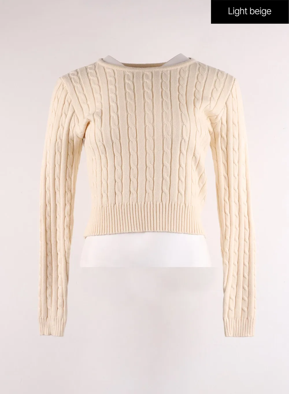 Round Neck Cable Knit Sweater IF402