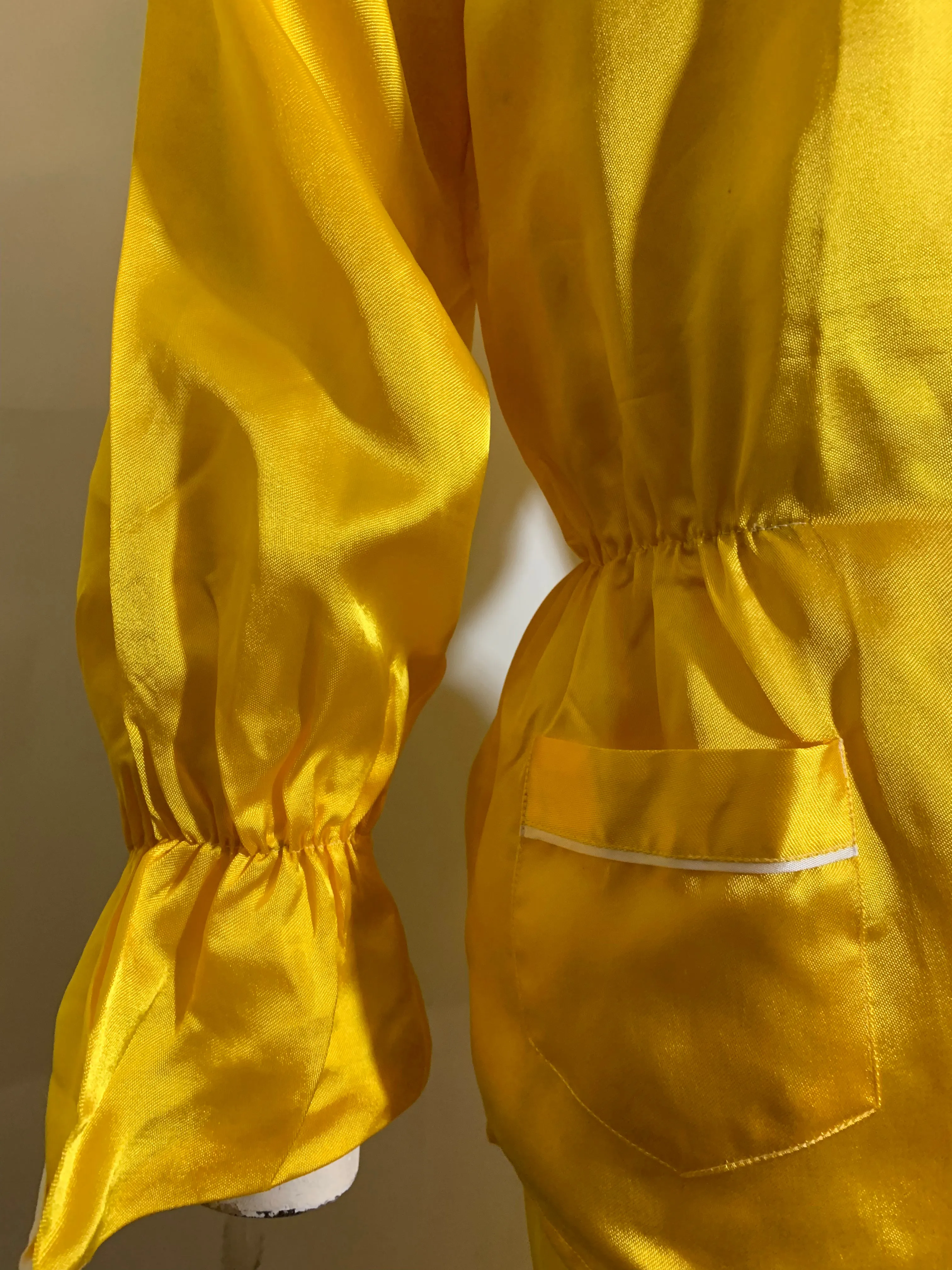 Saffron Yellow Satin 4 Piece Japanese Pajama Souvenir Set circa 1960s