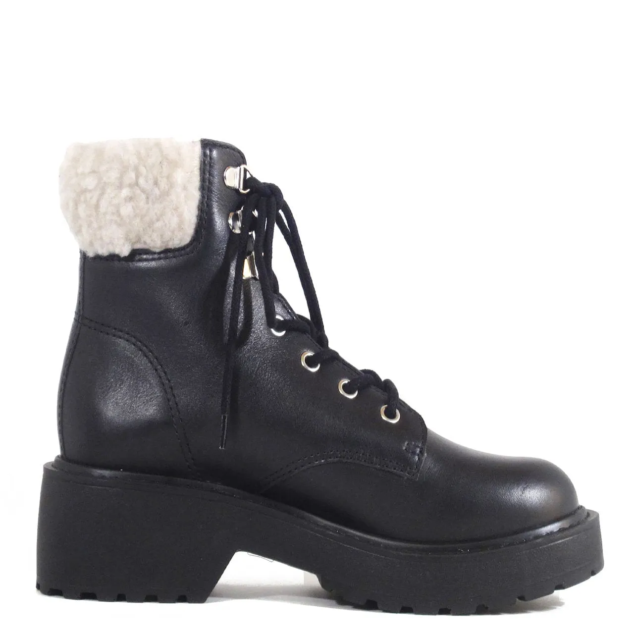 Seal Combat Boots with Shearling