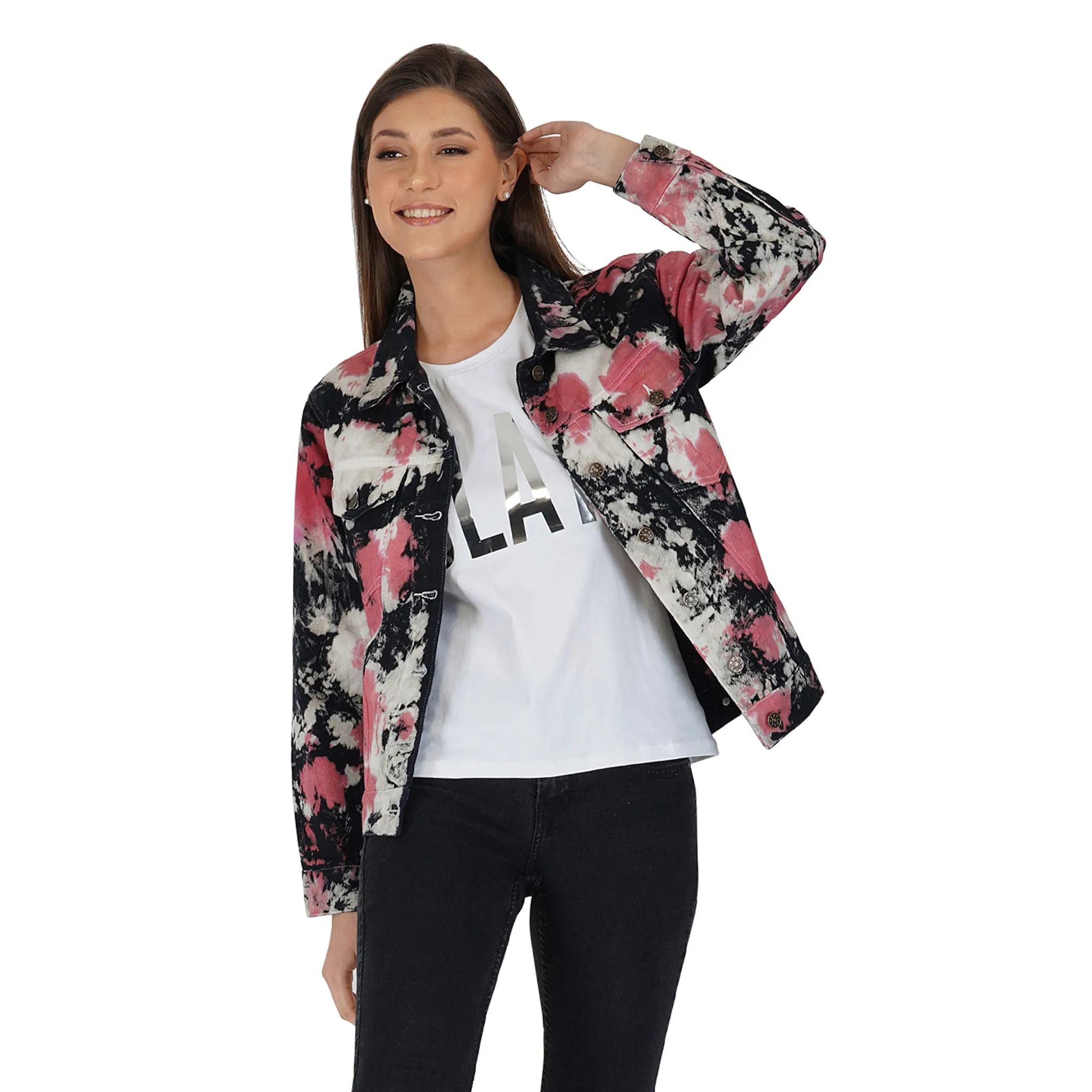 SLAY. Women's Tie Dye Denim Jacket