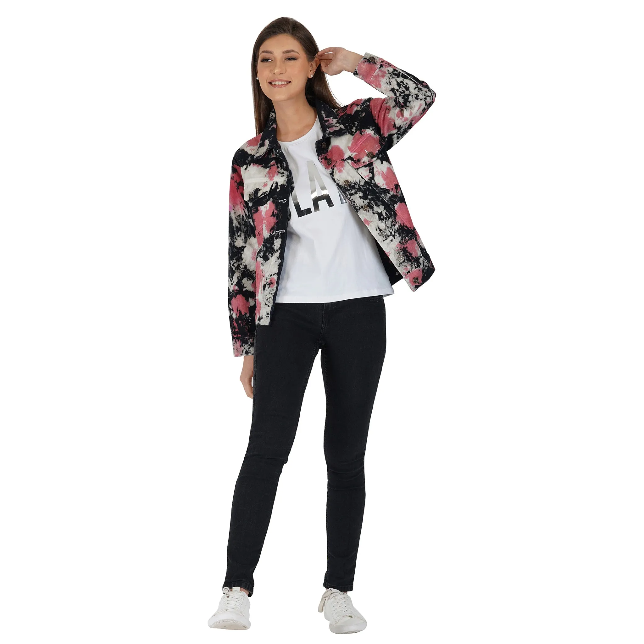 SLAY. Women's Tie Dye Denim Jacket