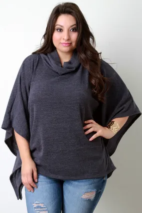 Soft Knit Cowl Neck Poncho Top