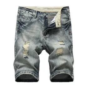 Stone Washed Holes Jeans Summer Denim Shorts Slim