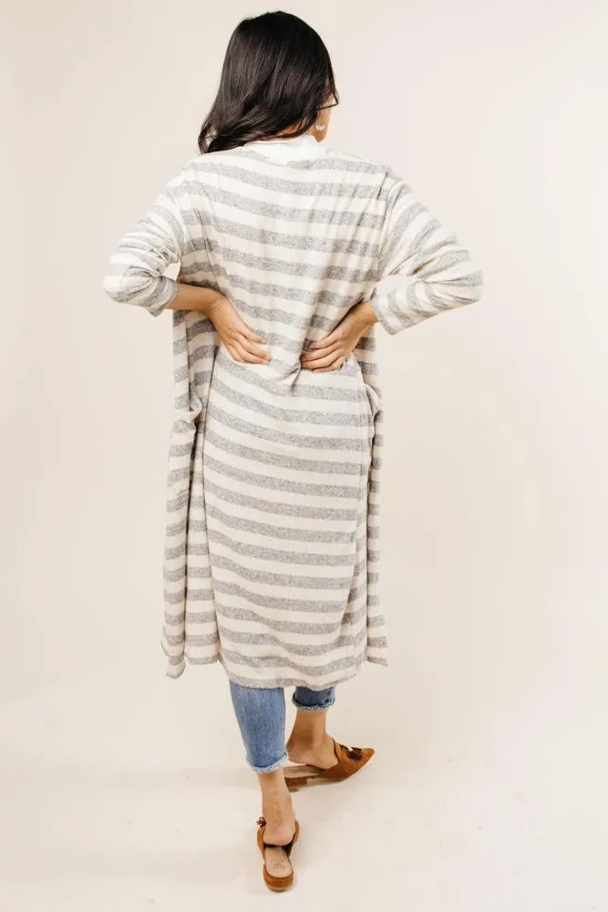 Striped Lane Cardigan in Ivory - FINAL SALE