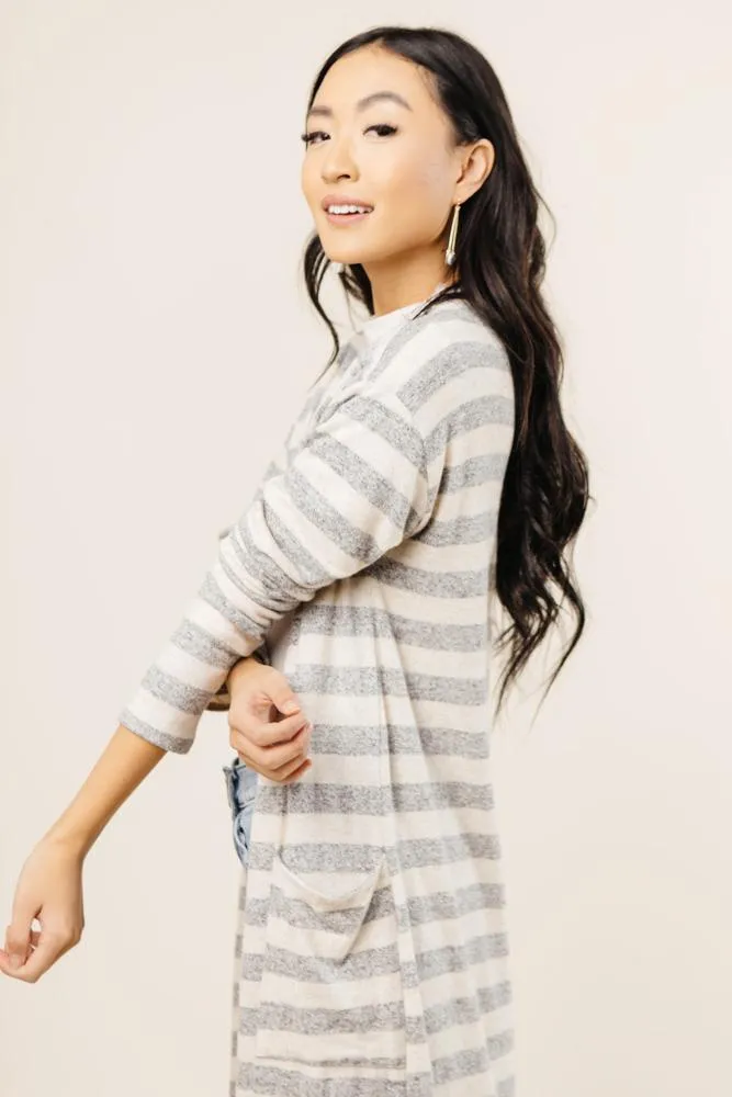 Striped Lane Cardigan in Ivory - FINAL SALE