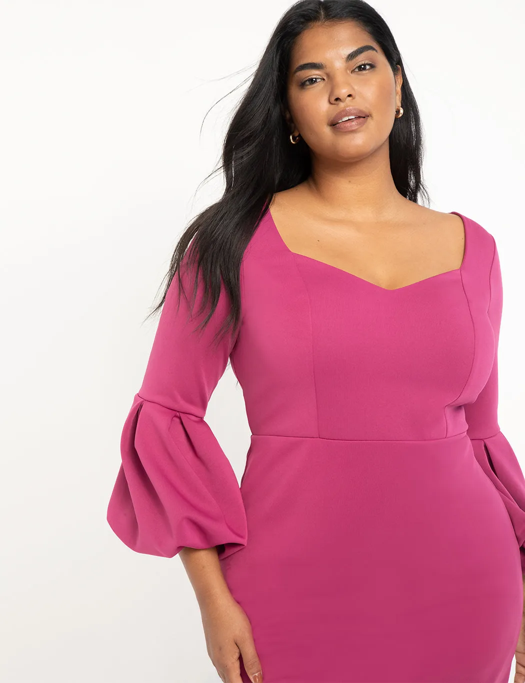 Sweetheart Balloon Sleeve Dress in Boysenberry