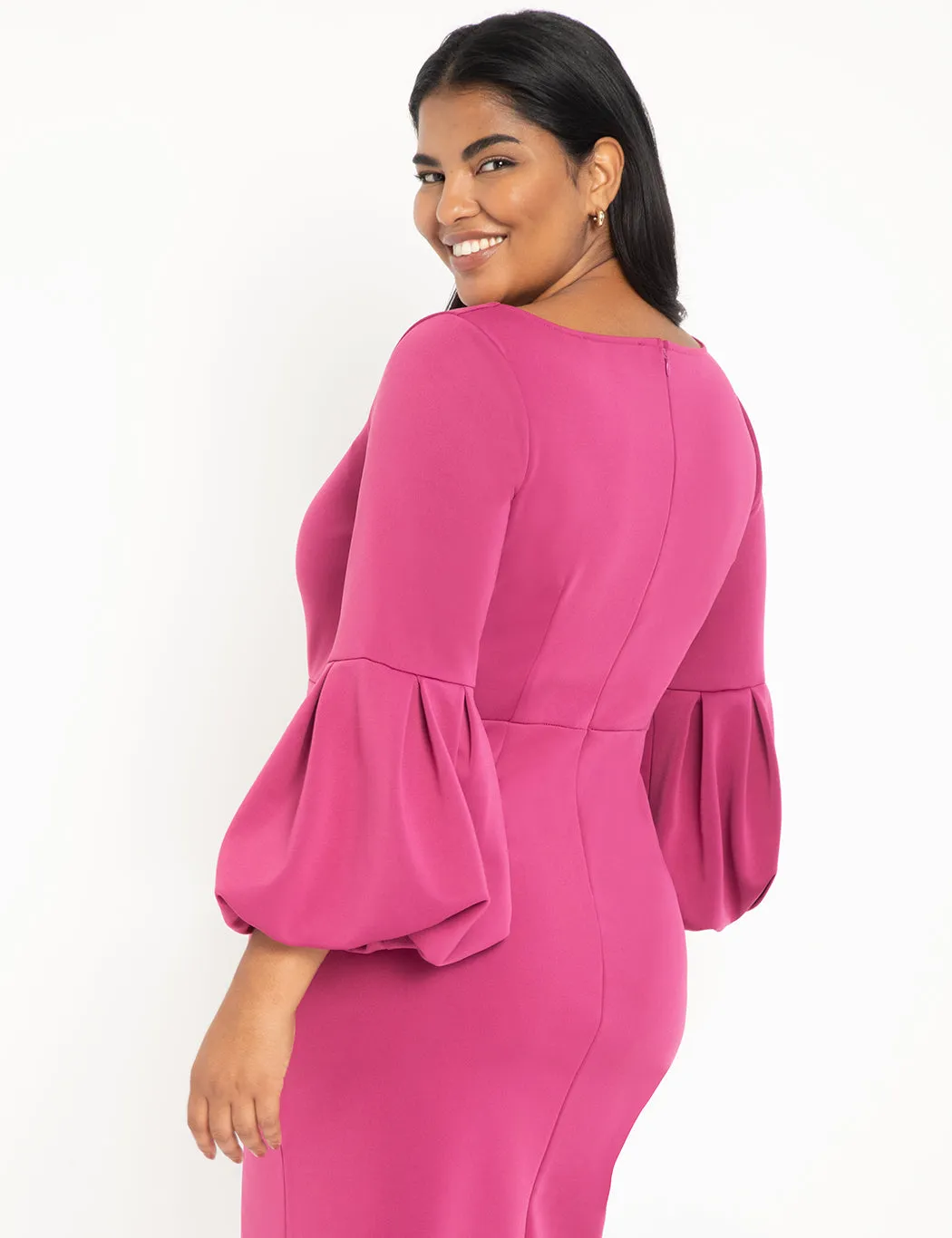 Sweetheart Balloon Sleeve Dress in Boysenberry