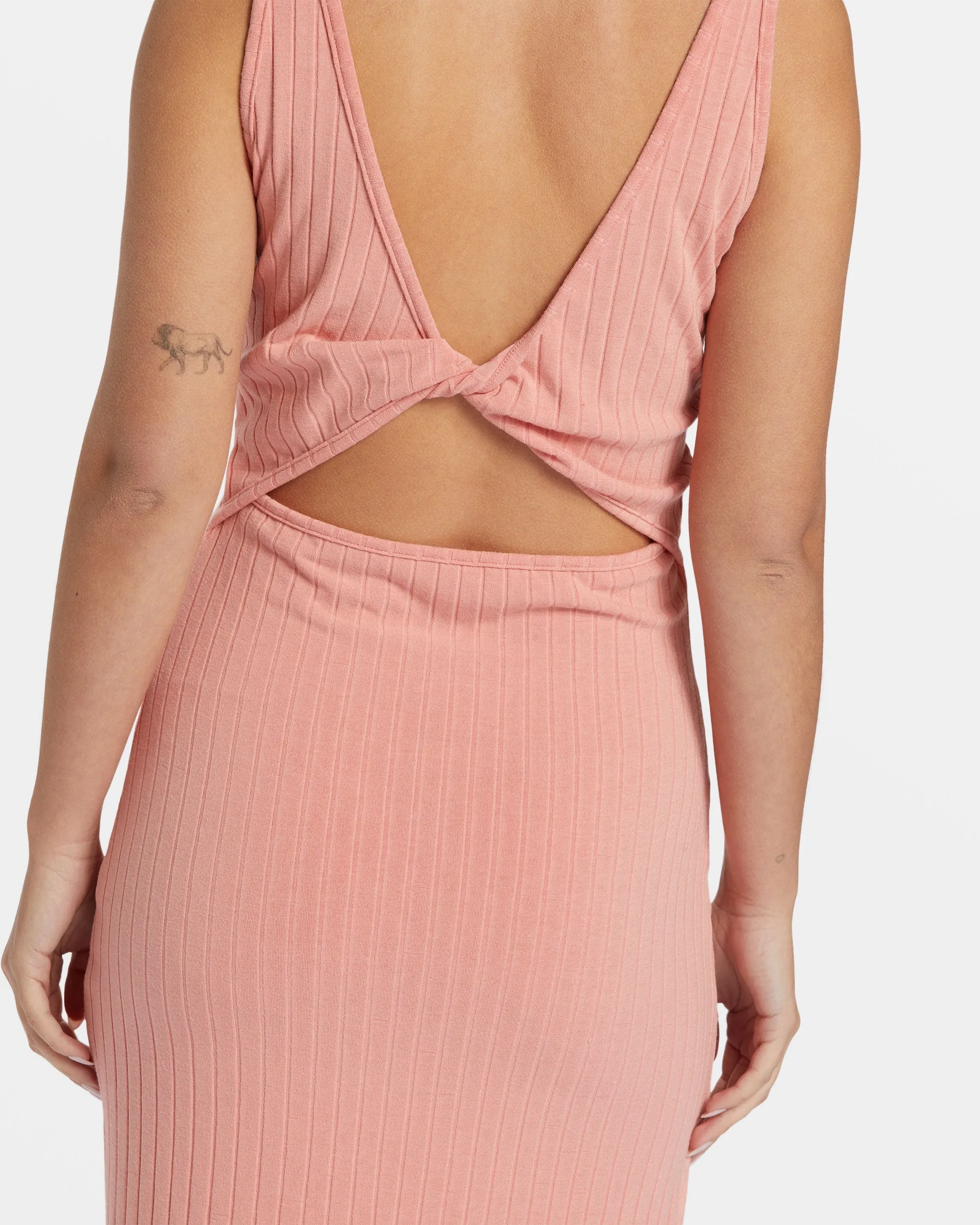 Take A Look Rib Knit Dress - Peach Out