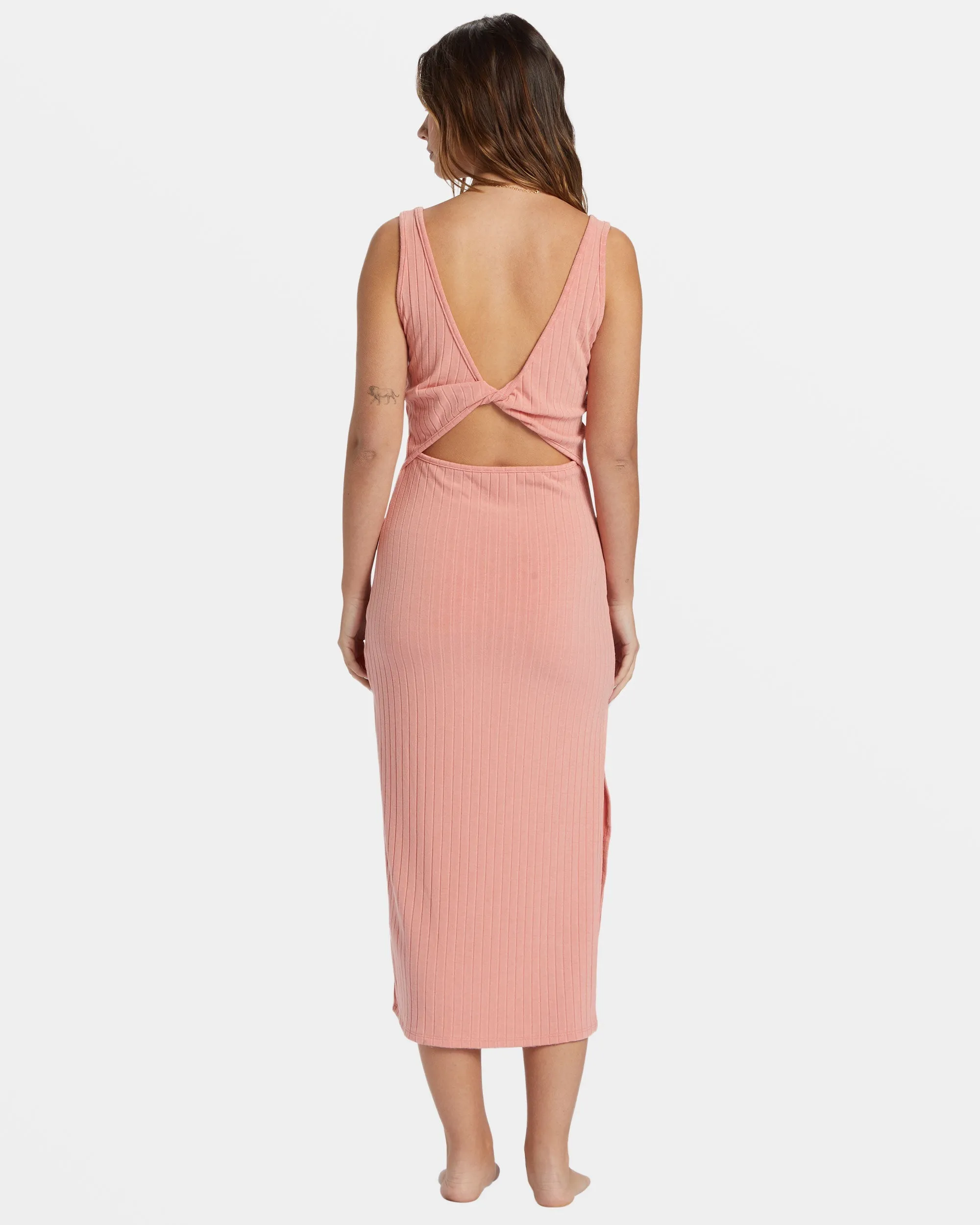 Take A Look Rib Knit Dress - Peach Out