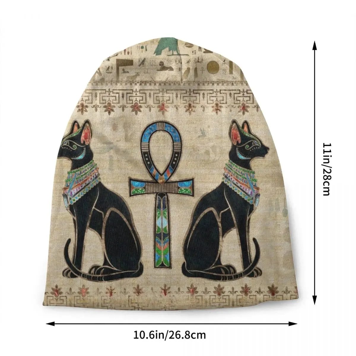 TEEK - Egyptian Cats And Ankh Cross Beanie Caps