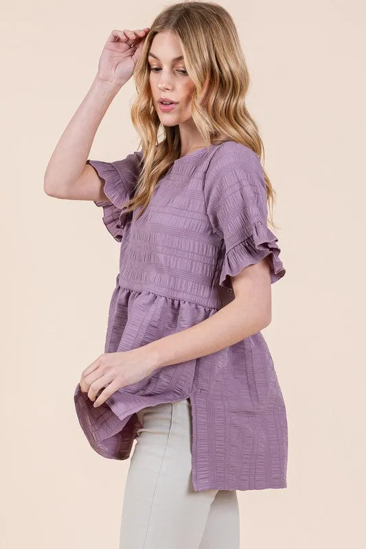 TEEK - Textured Ruffle Sleeve Tunic