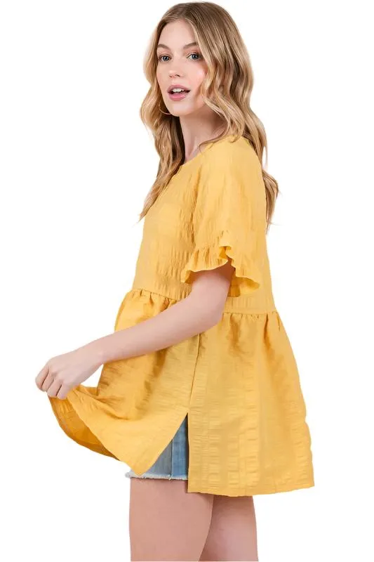 TEEK - Textured Ruffle Sleeve Tunic