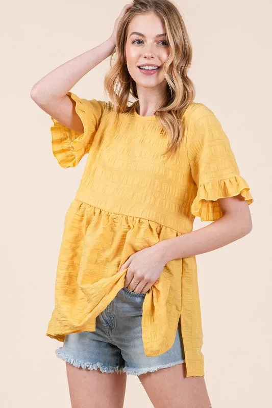 TEEK - Textured Ruffle Sleeve Tunic