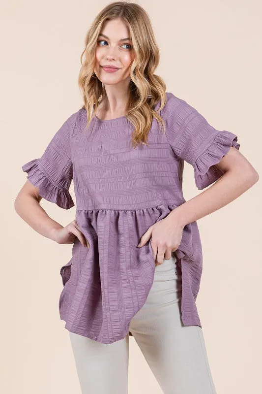 TEEK - Textured Ruffle Sleeve Tunic