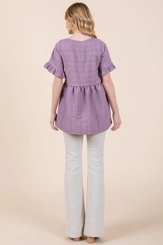 TEEK - Textured Ruffle Sleeve Tunic