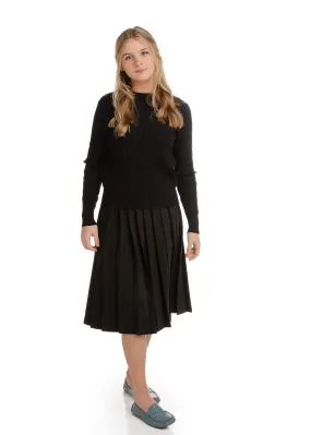 Teens Stretch Black Pleated Skirt