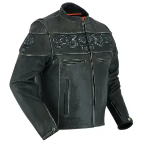 The Exposed - Men's reflective skull leather jacket