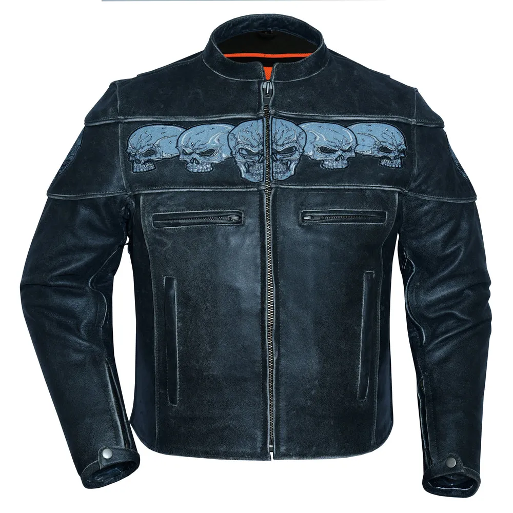 The Exposed - Men's reflective skull leather jacket