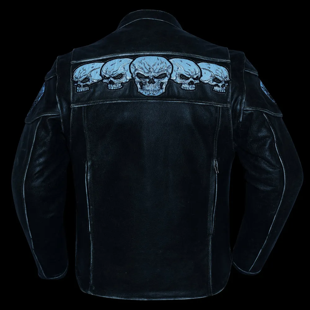 The Exposed - Men's reflective skull leather jacket