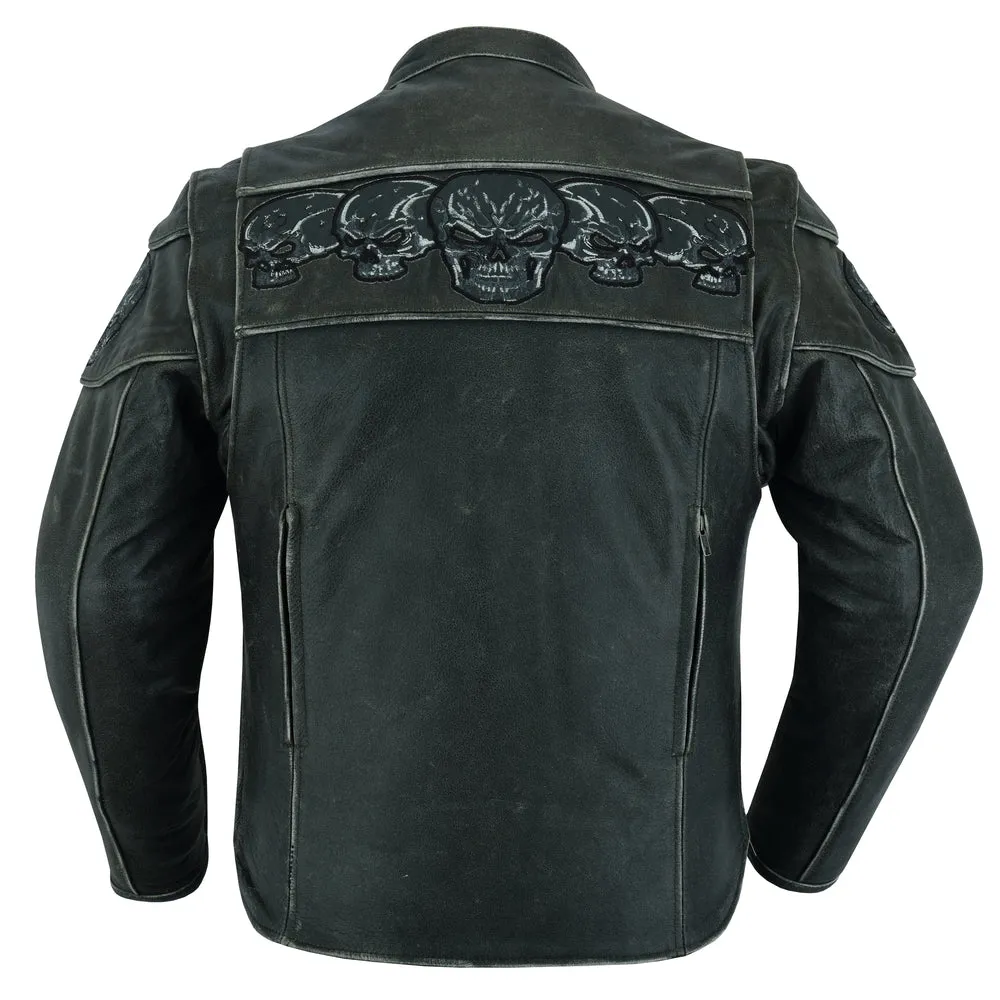 The Exposed - Men's reflective skull leather jacket