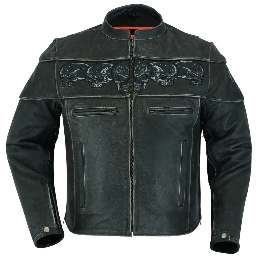 The Exposed - Men's reflective skull leather jacket