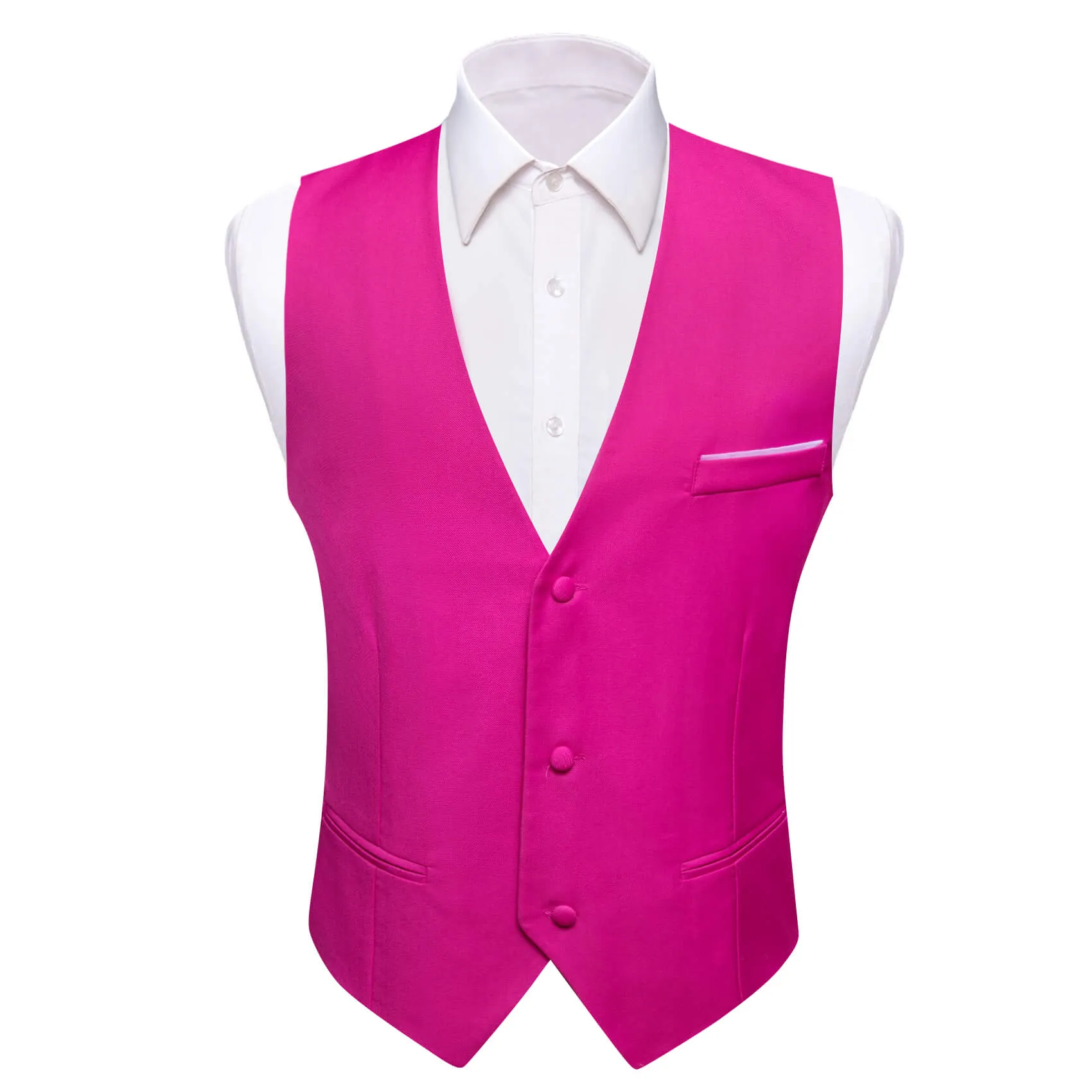 Ties2you Men's Work Vest Hot Pink Silk Suit Vest Business Waistcoat