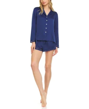 Victoria Long Sleeve Notch Pajama Short Set