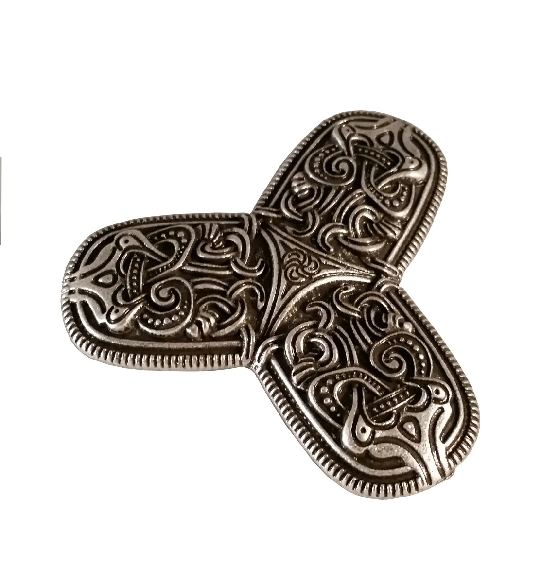 Viking Trefoil Brooch Pin Silver Fibula