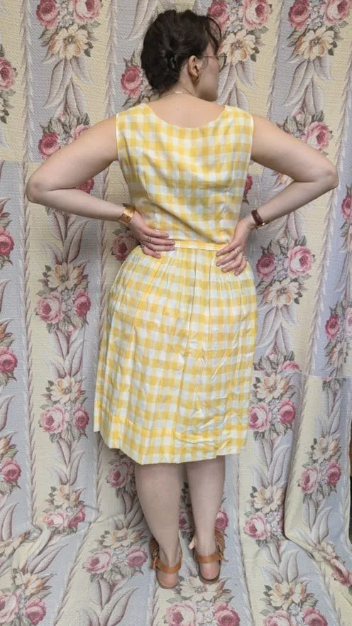 Vintage 1950s Yellow Gingham Dress