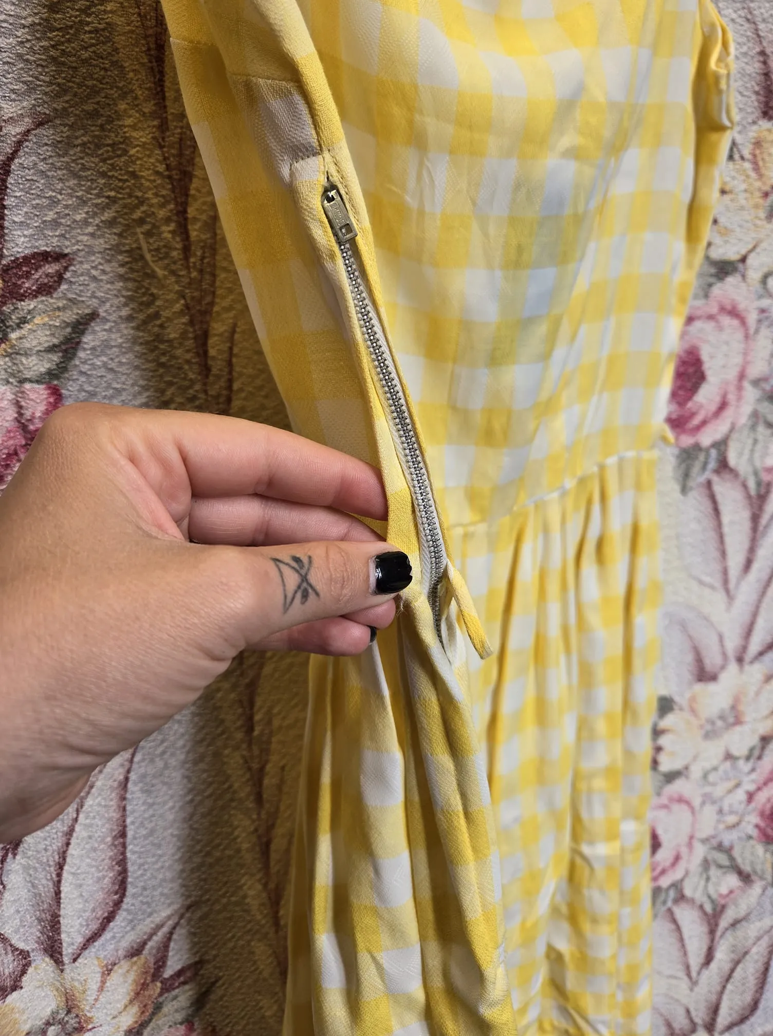 Vintage 1950s Yellow Gingham Dress