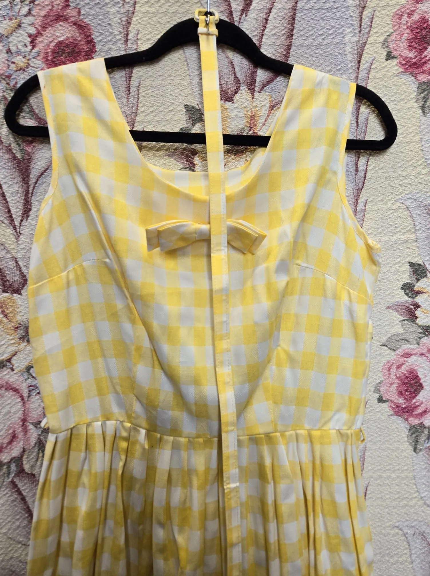 Vintage 1950s Yellow Gingham Dress