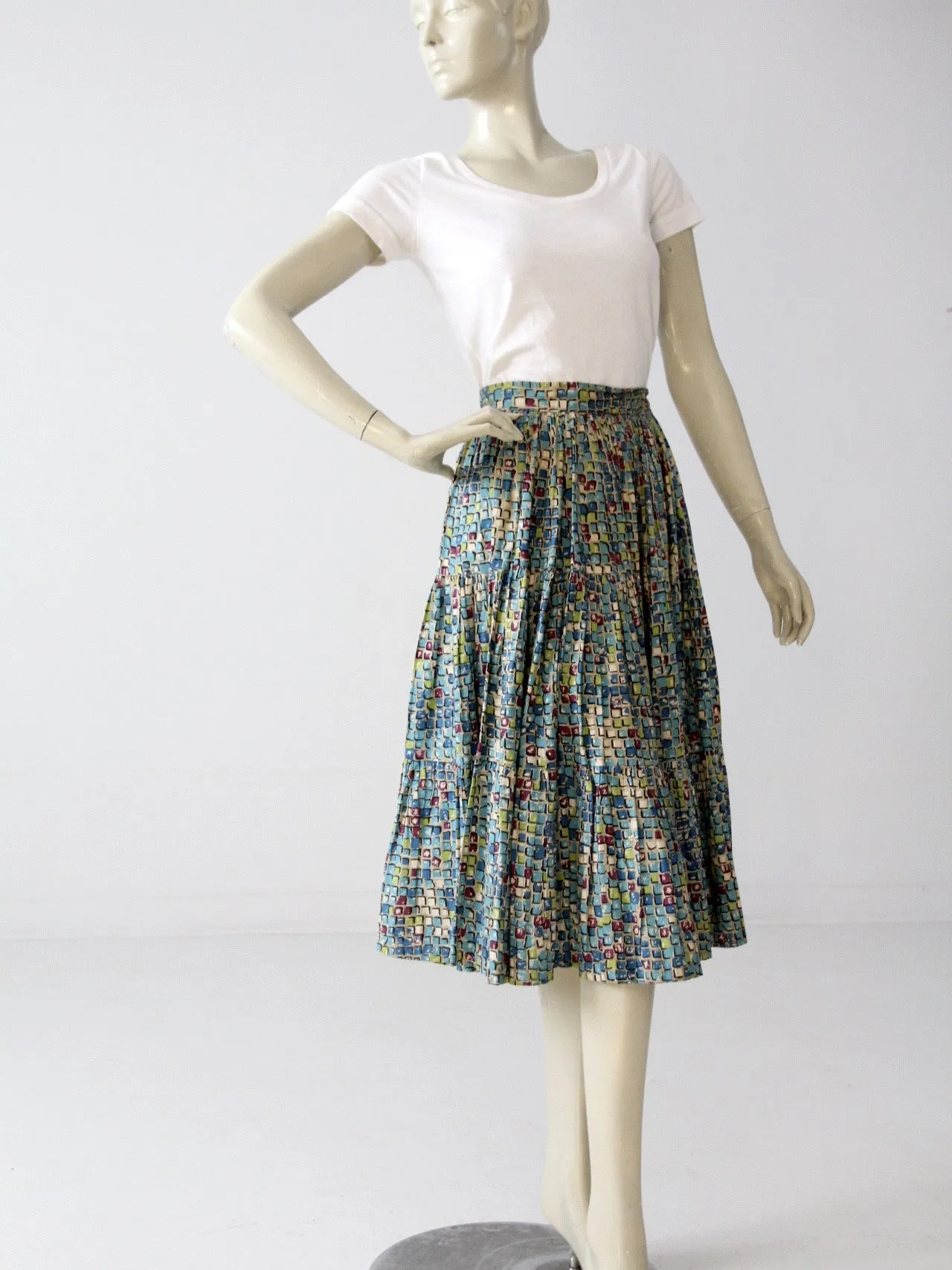 vintage 50s circle skirt with geometric print