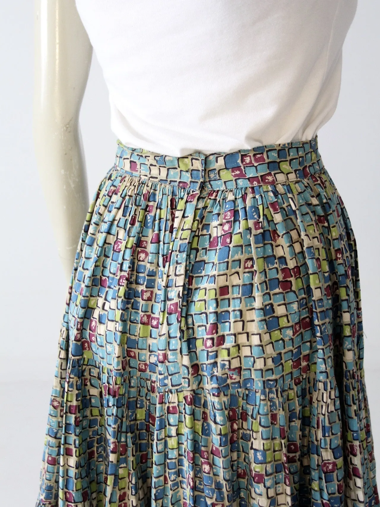 vintage 50s circle skirt with geometric print